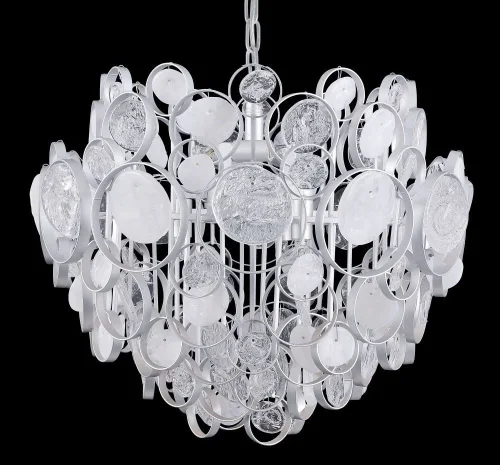 Светильник подвесной DESEO SP6 D460 SILVER Crystal Lux прозрачный белый 6 ламп, основание серебряное в стиле арт-деко  фото 4